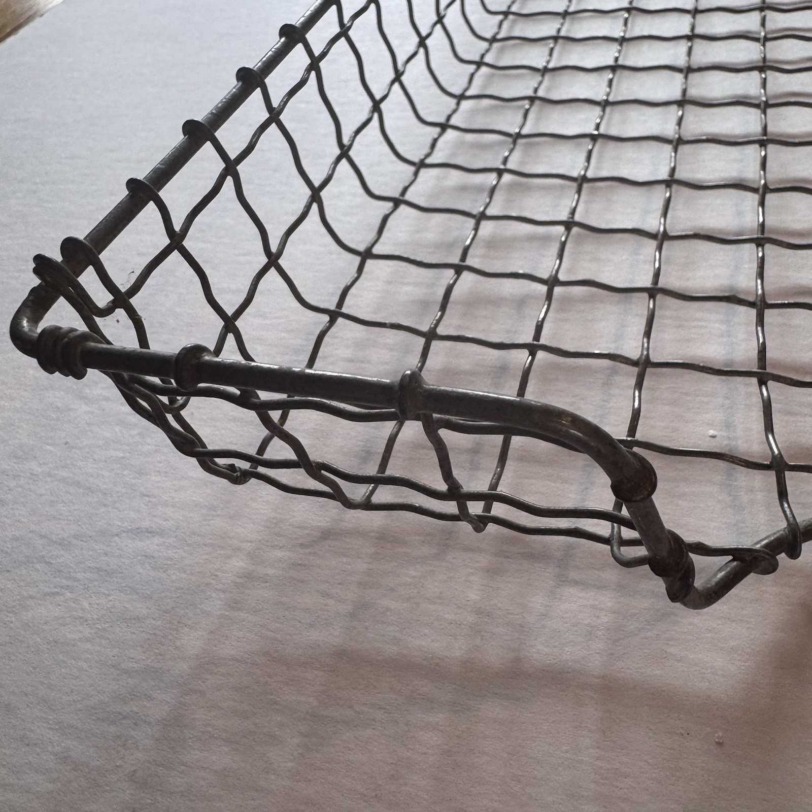 Vintage Industrial Wire Basket Desk Organizer Farmhouse or Counter Tray 14x10