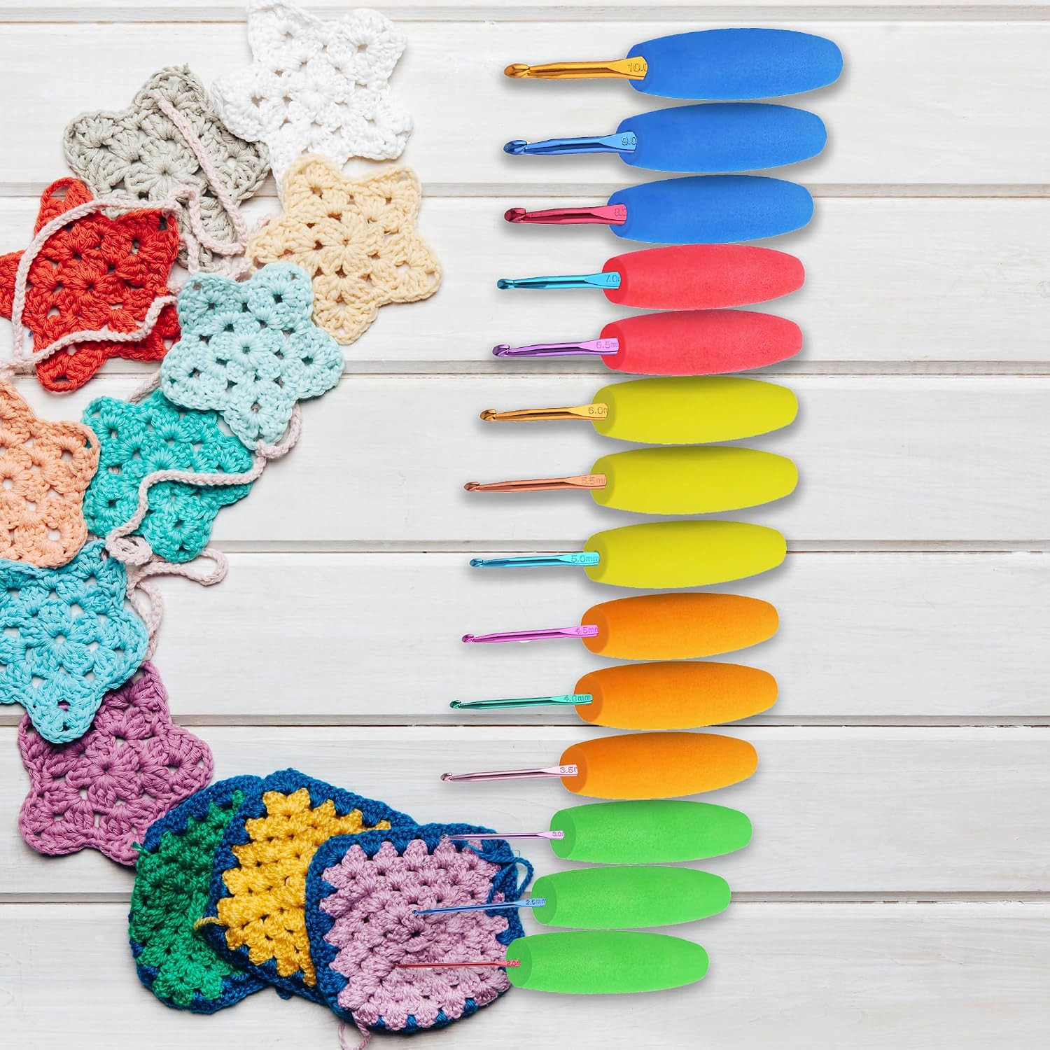 5PCS Crochet Hook Grips Set Ergonomic Crochet Hook Handle Multi-Size Ergonomic C