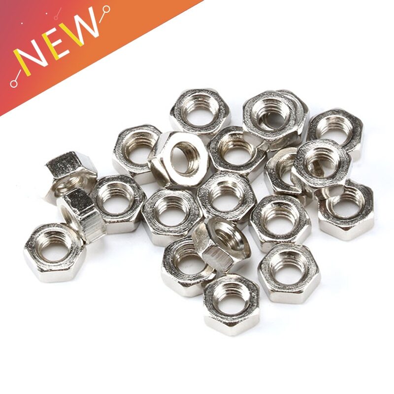 100pcs Metric thread DIN934 M2 M2.5 M3 M4 M5 Stainless Steel Hex Hexagon Nuts