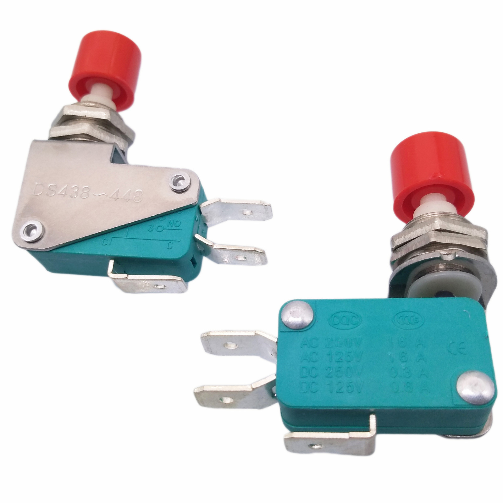 US Stock 2pcs SPDT NO NC Momentary Red Cap Push Button Micro Switch DS438