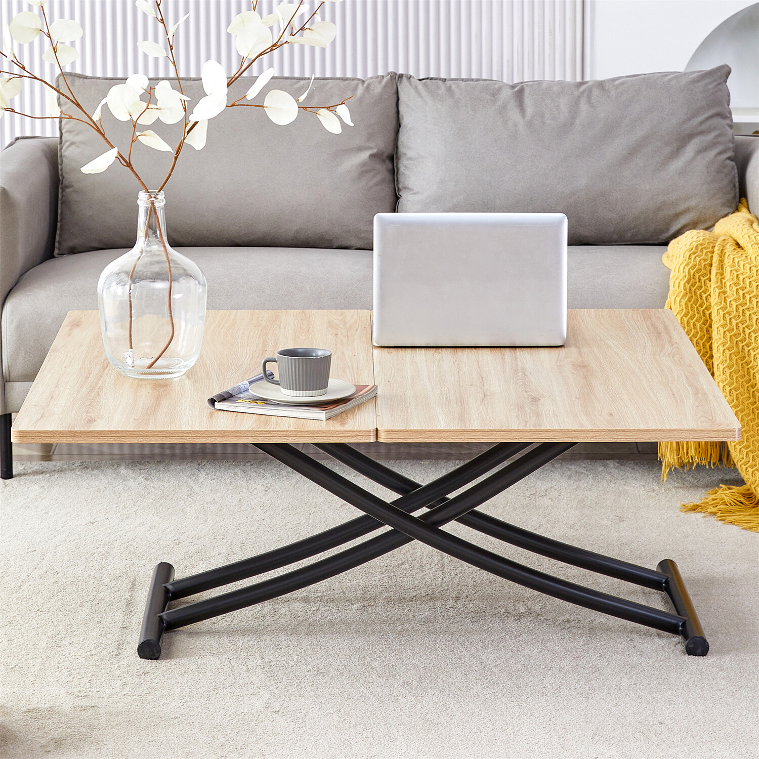 Modern Dining Table Wood Table Kitchen Dining Table with Metal Legs For 4 Person