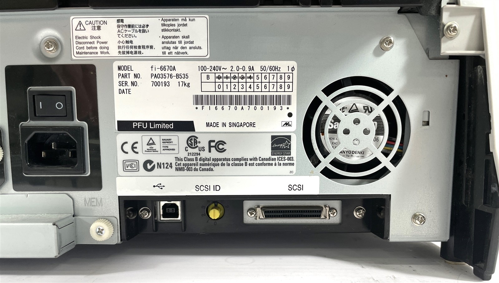 Fujitsu Fi-6670A Color Duplex Document Scanner PA03576-B535 VRS Controller