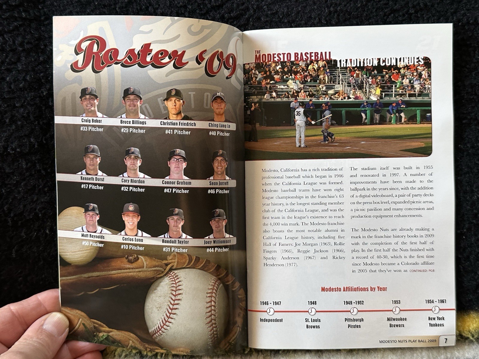 OFFICIAL MAGAZINE OF MODESTO NUTS BASEBALL PLAYBALL #4 CRAIG BAKER COVER 07/2009