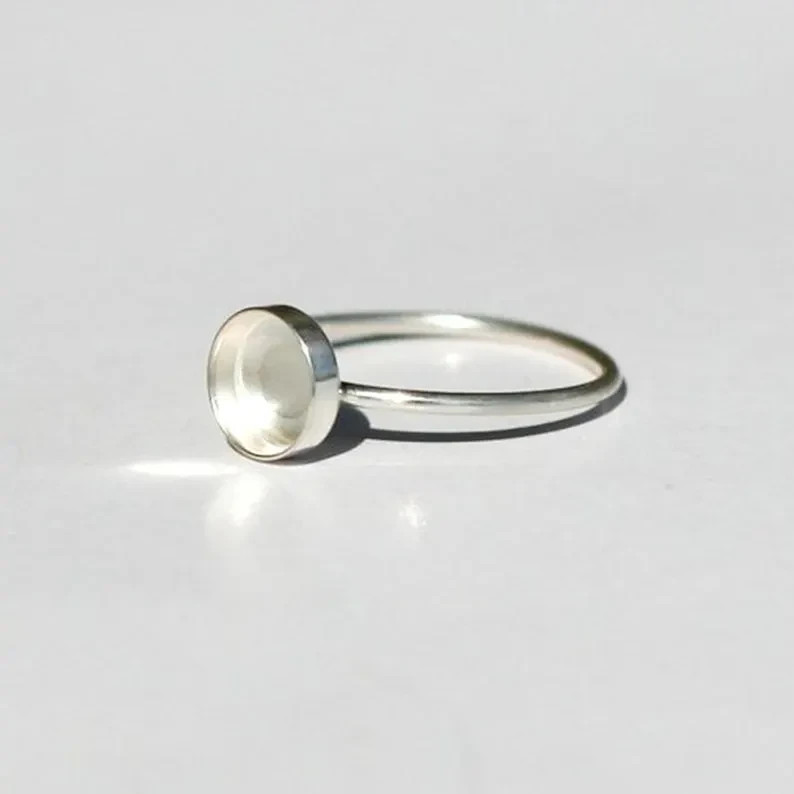 925 Sterling Silver 12mm Cabochon Ring Blank  Base DIY Adjustable Jewelry