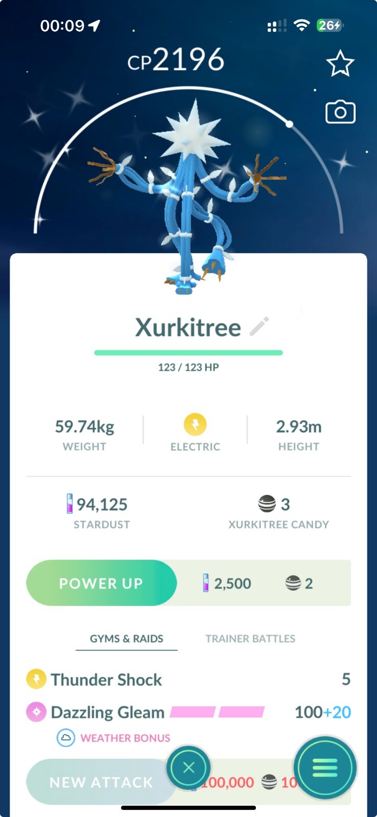 Shiny Xurkitree 80kStardust -MlNl P T C - Read Description
