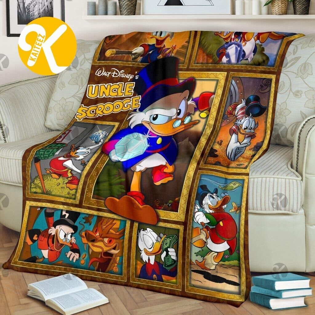Uncle Scrooge Blanket, Uncle Scrooge Cartoon Movies Fleece, Sherpa Blanket Gifts