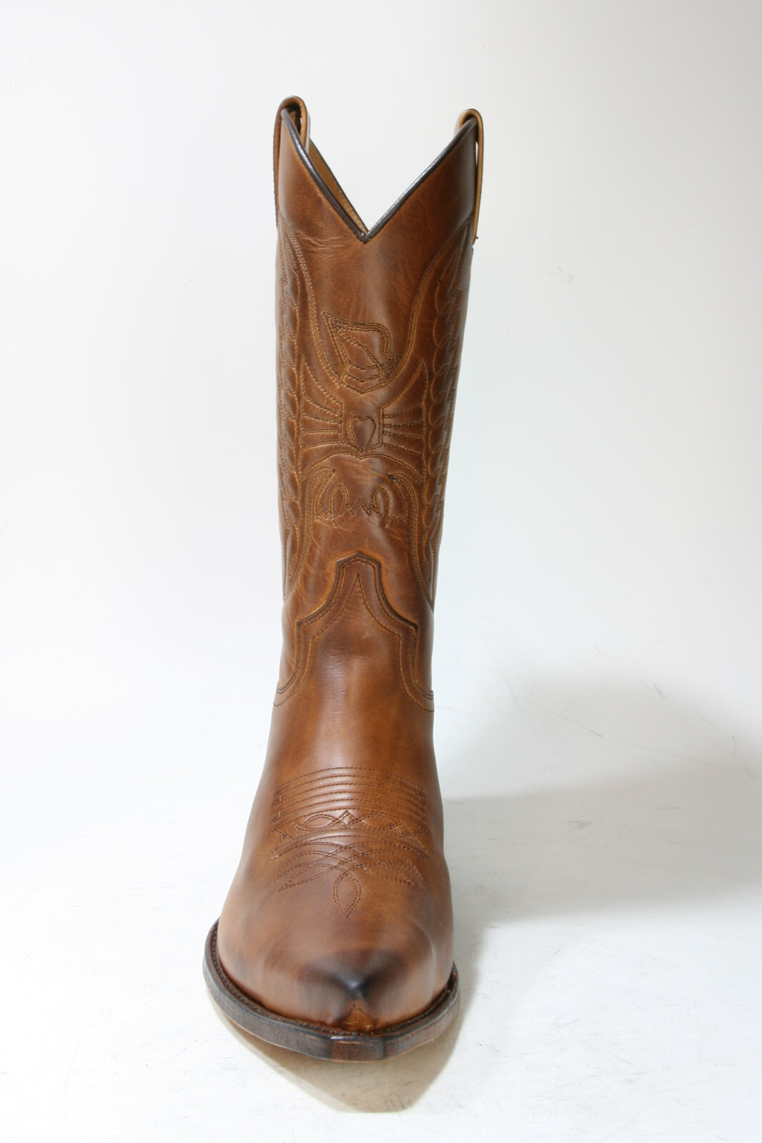 2073 Sendra Boots Cowboy Boots In Vera Pelle Brown Frame Stitched
