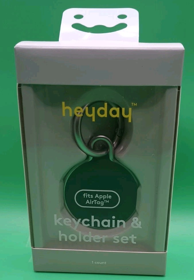 Heyday Keychain Holder Set Fits Apple Air Tag Carabiner Clip 1 Count-Black