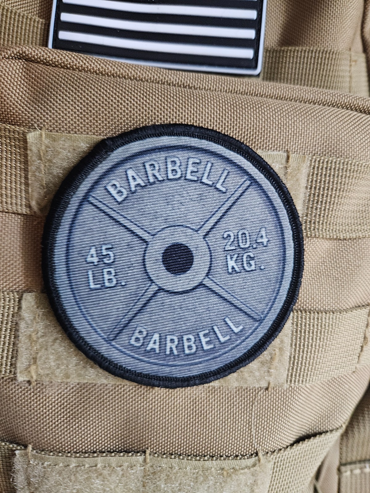 45 lbs barbell plate fitness 3" circle hook & loop tactical Funny patch