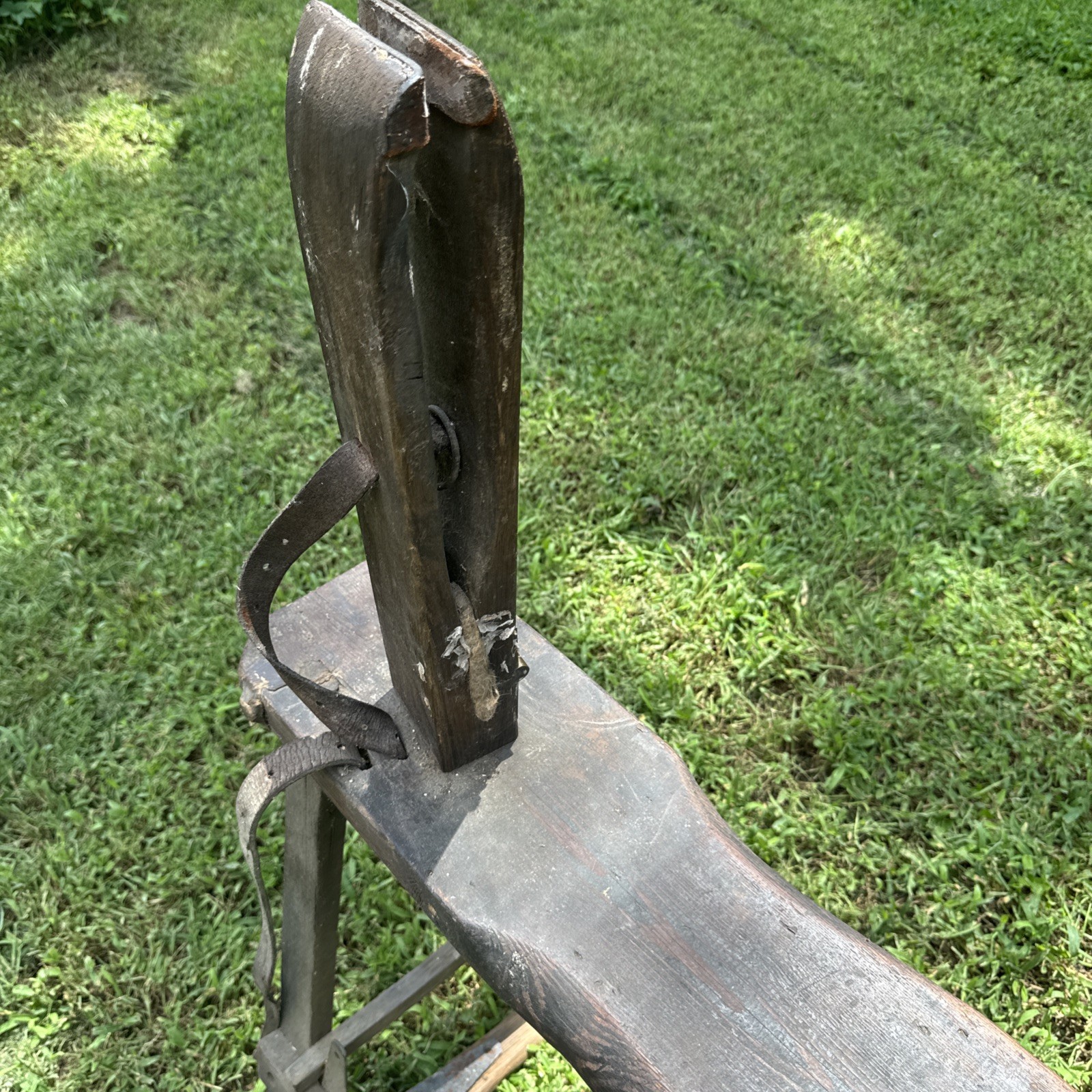 Antique Primitive Saddlemaker's Bench Stool Harness Leather Maker's Bench.