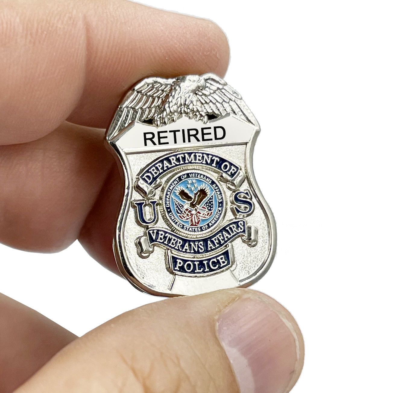 BL7-018 VA Veterans Affairs Police Officer RETIRED Administration shield lapel p