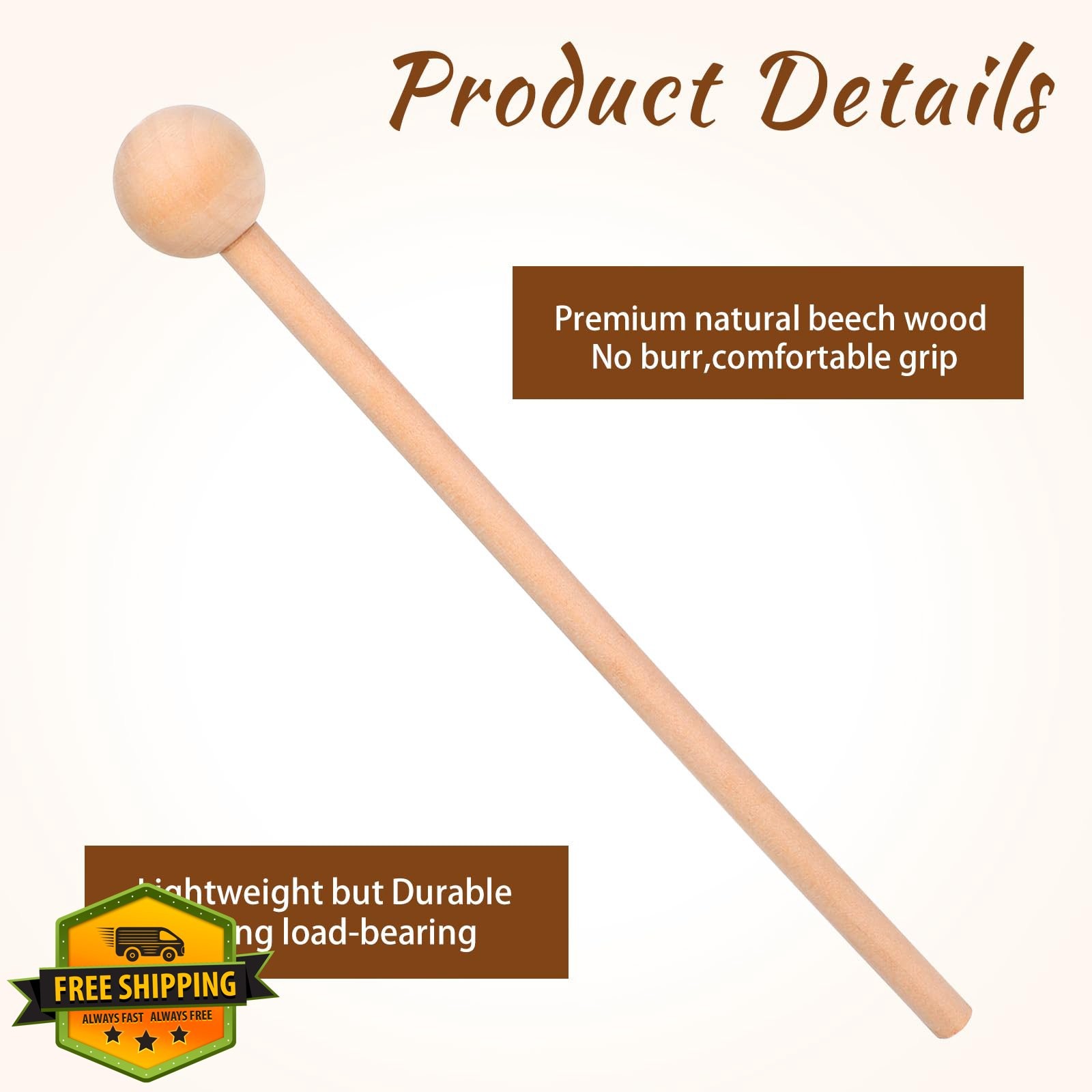 2pc 8" Wood Percussion Sticks Glockenspiel Xylophone Mallets
