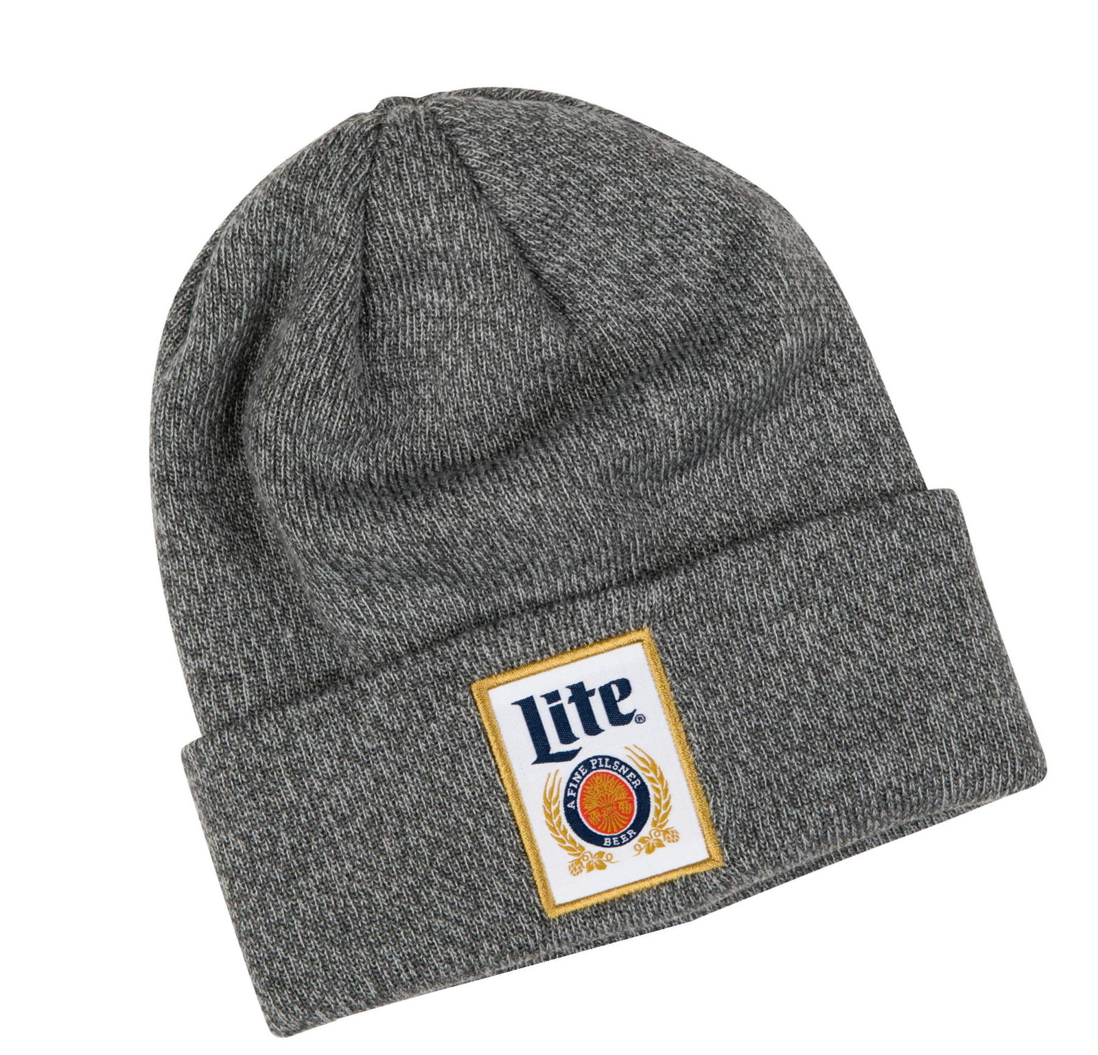 Miller Lite Twisted Marled Ribbed w/ Woven Logo Patch Beannie Skull Cap Toboggan