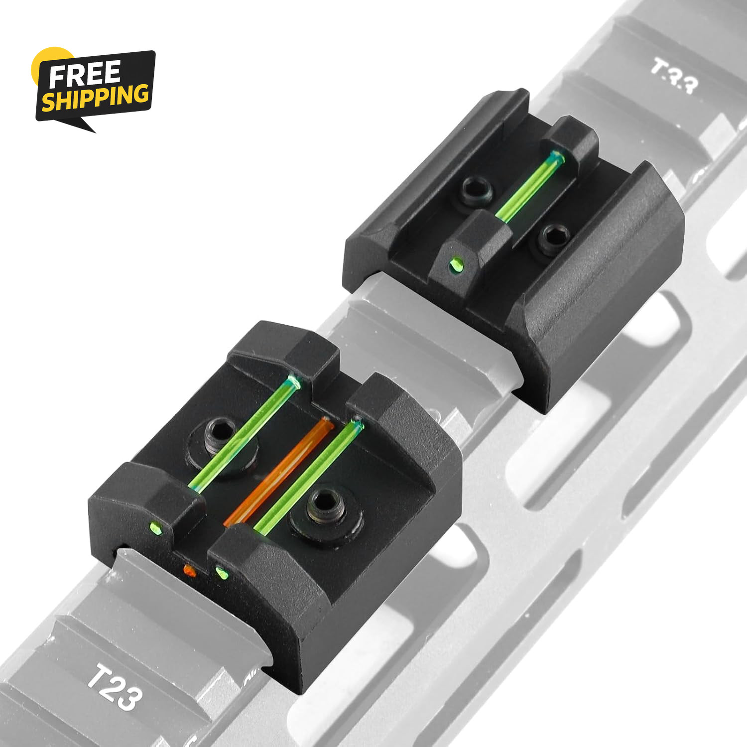 Low Baseline Fiber Optic Sight Front and Rear Sight