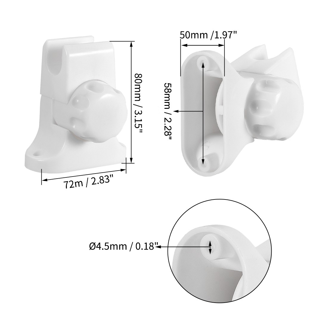Shower Head Holder Adjustable ABS Wall Mount Bracket White 72x50x80mm