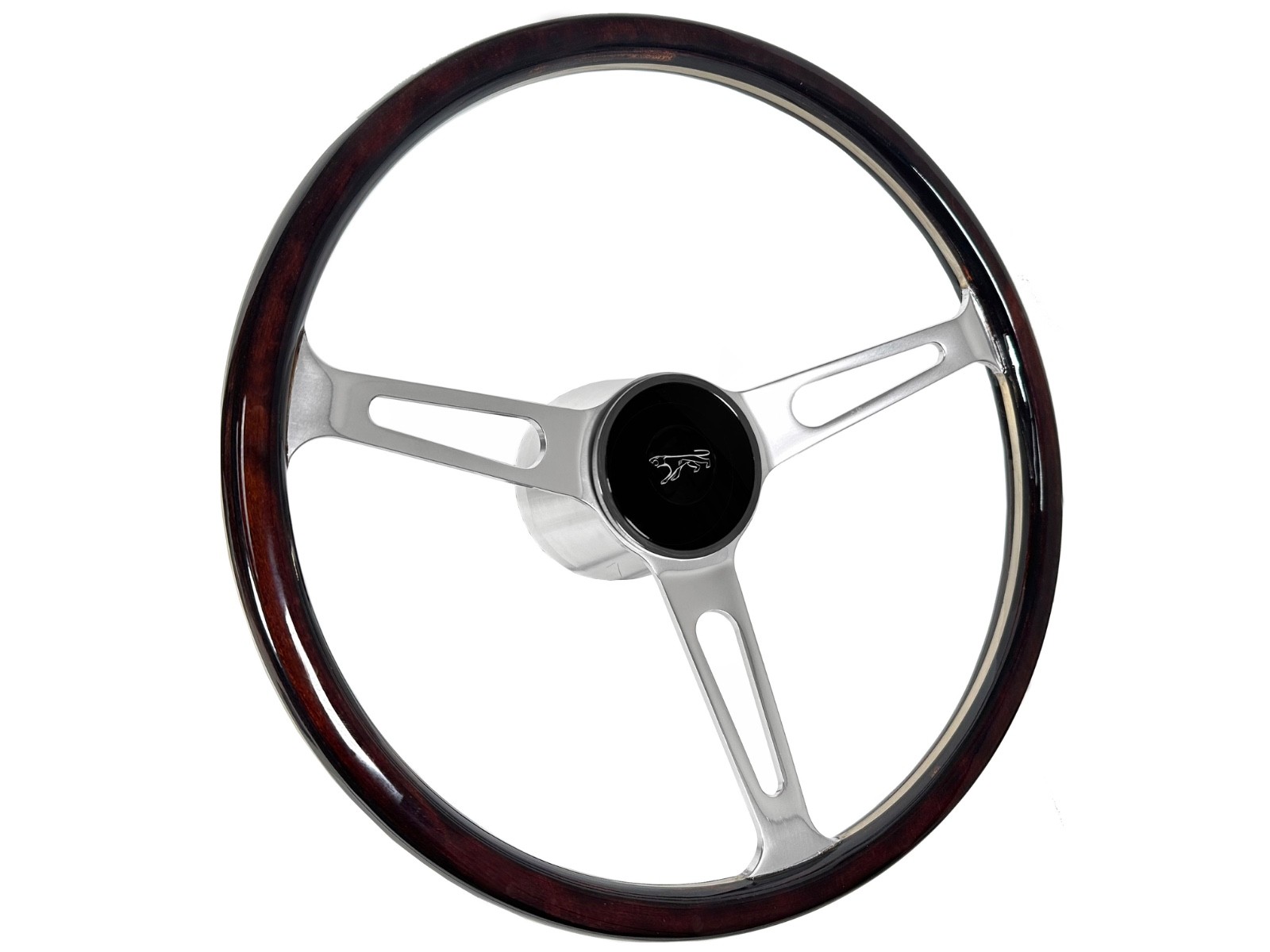 1968-78 Mercury Cougar 15" Espresso Wood Steering Wheel Kit, 6-Bolt Deluxe Horn