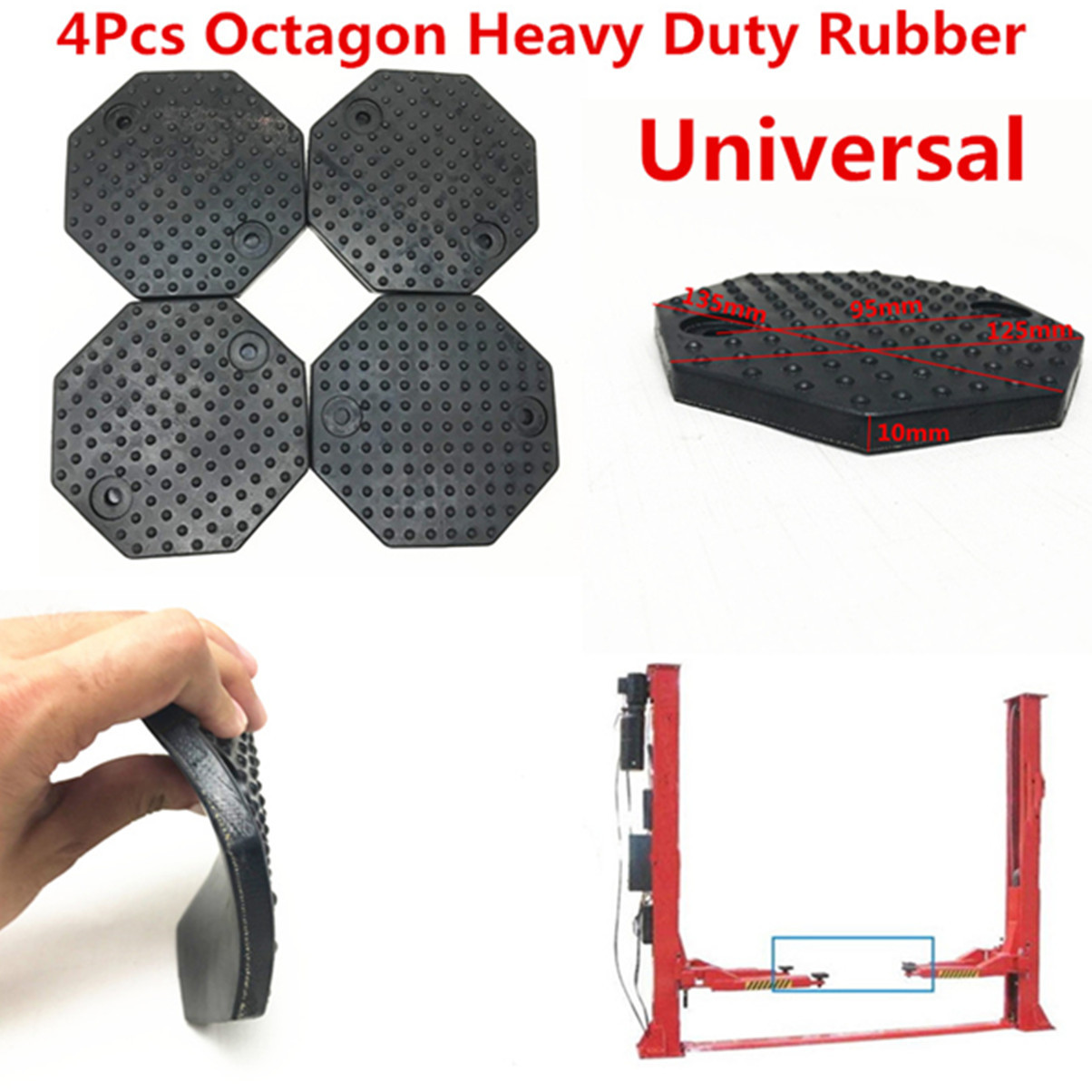 4pcs/set 135*10mm Black Rubber Arm Octagon Pad kit for Challenger Lift Lifts