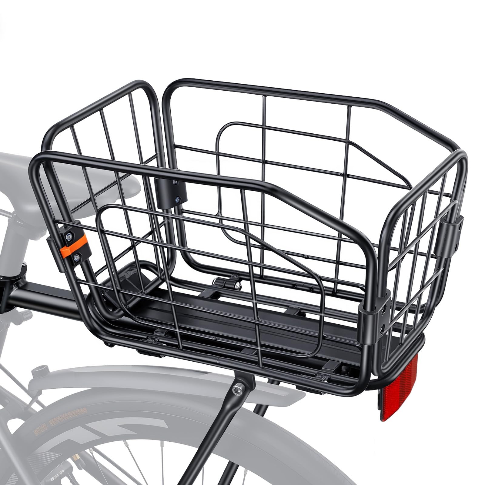 Rear Bike Basket, Aluminum Bike Cargo Rack, 22L Capacity Bicycle Basket, Fold...