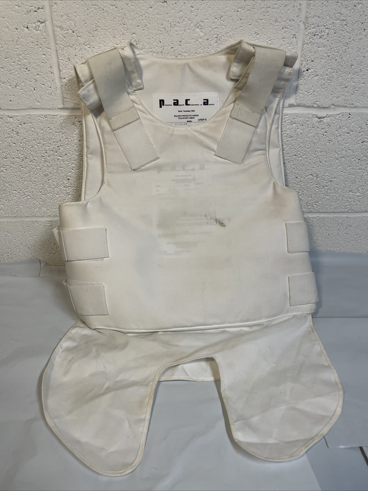 1994 XL X-Large PACA Body Armor Bullet Proof Vest VPSP-5 Ballistic White Carrier