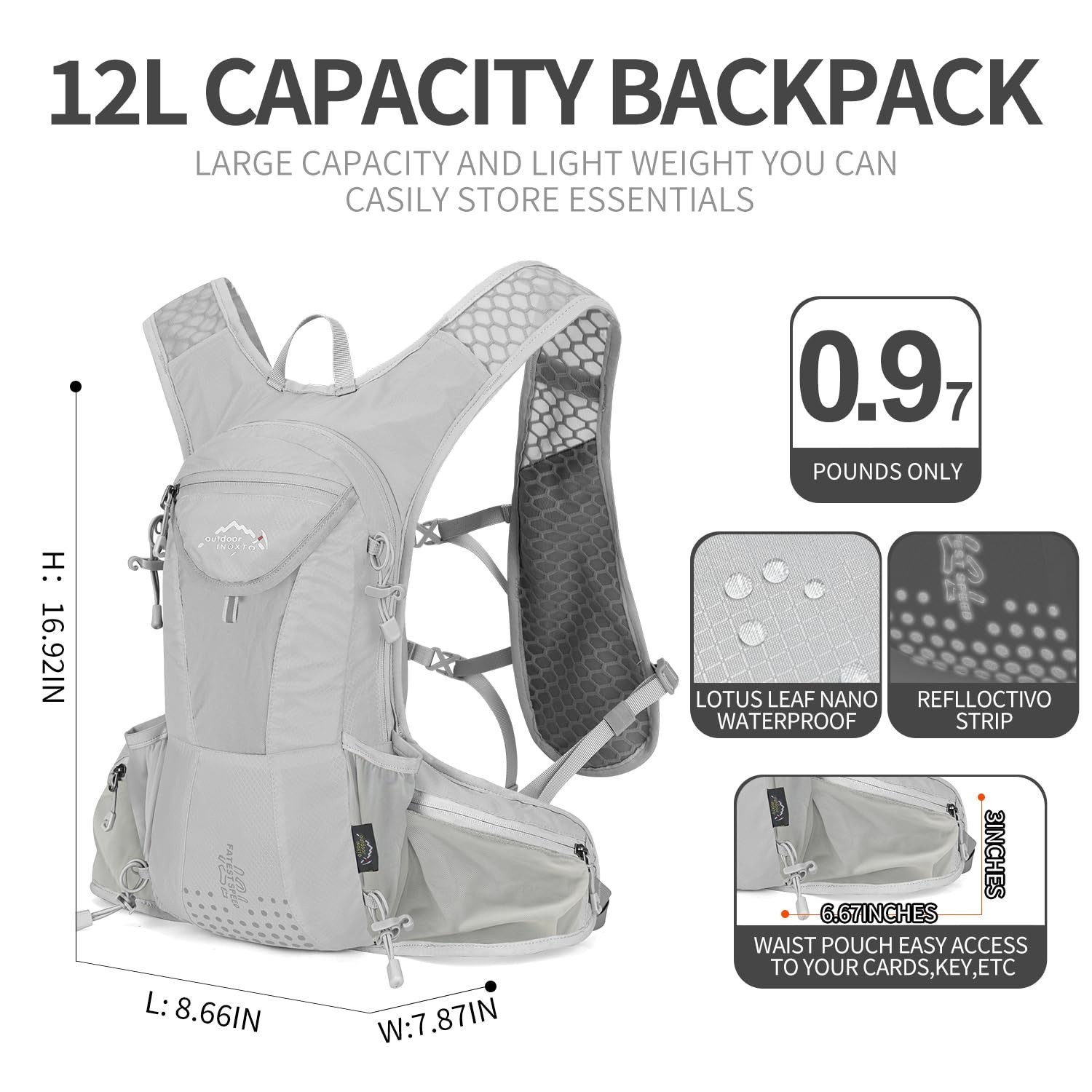 Hydration Pack Backpack, Lightweight Water Backpack with 2L Leakproof Hydrati...