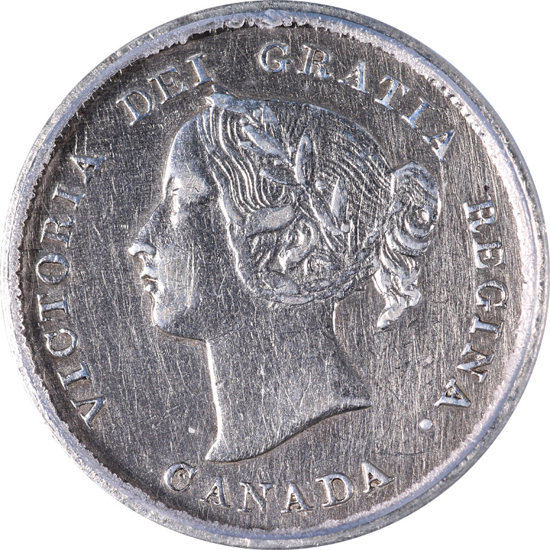 Canada 1891 Five (5) Cents ICG AU50 Details KM#2 - Damaged Reverse, Cracked C...