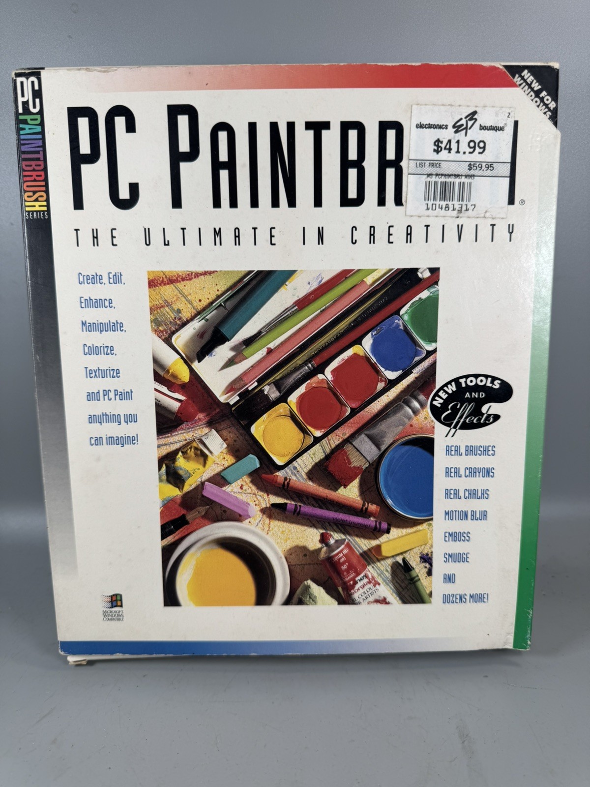 PC Paintbrush for Windows Vintage Software NEW Sealed Inner Box Big Box
