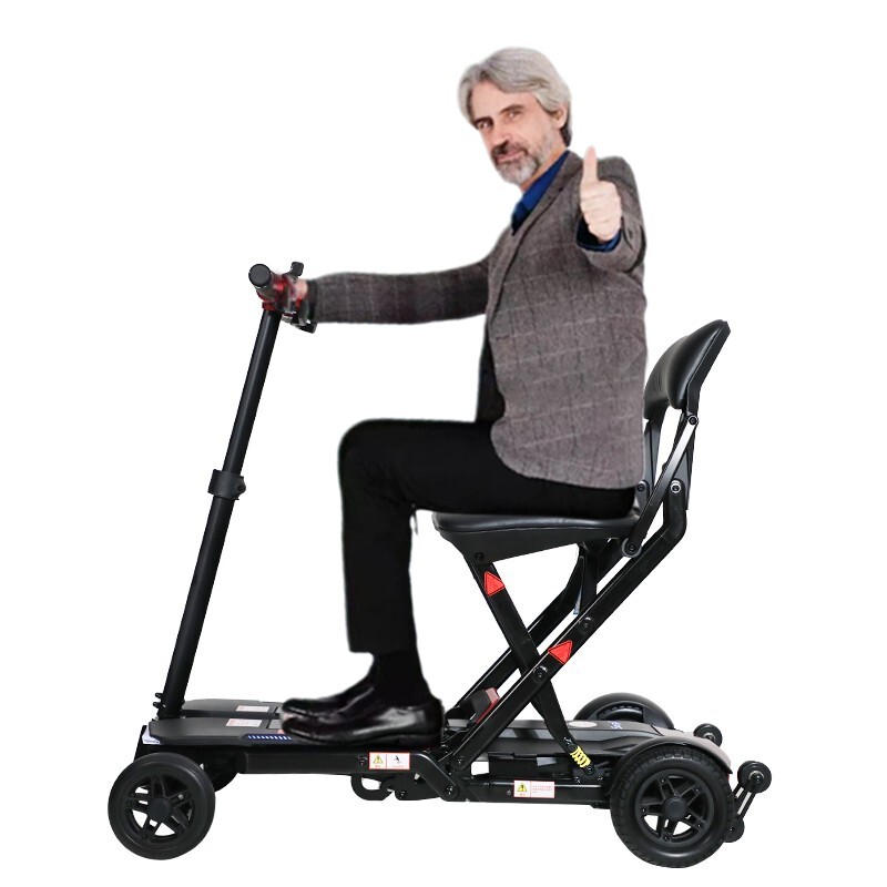 4-Wheel Remote Folding Mobility Scooter NFC USB Suspenion Super lightweight Blue