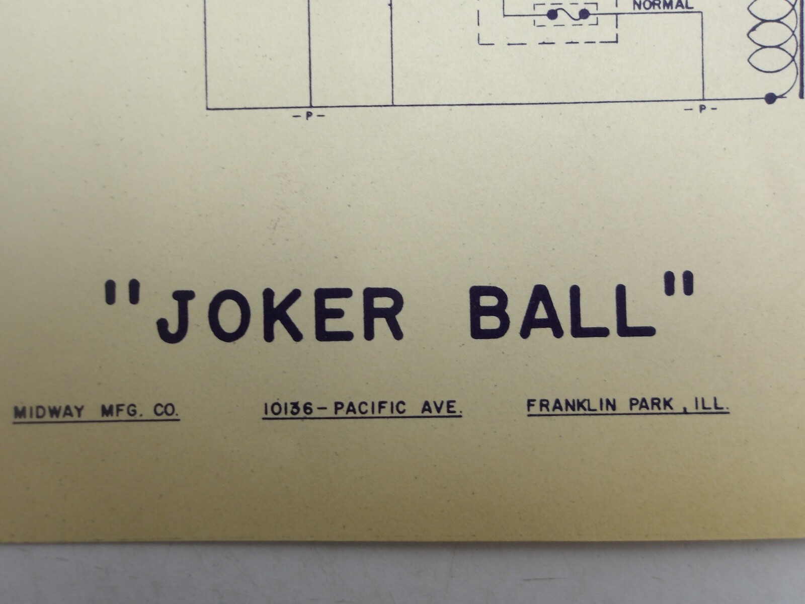 Midway: Joker Ball- Schematic  - NOS