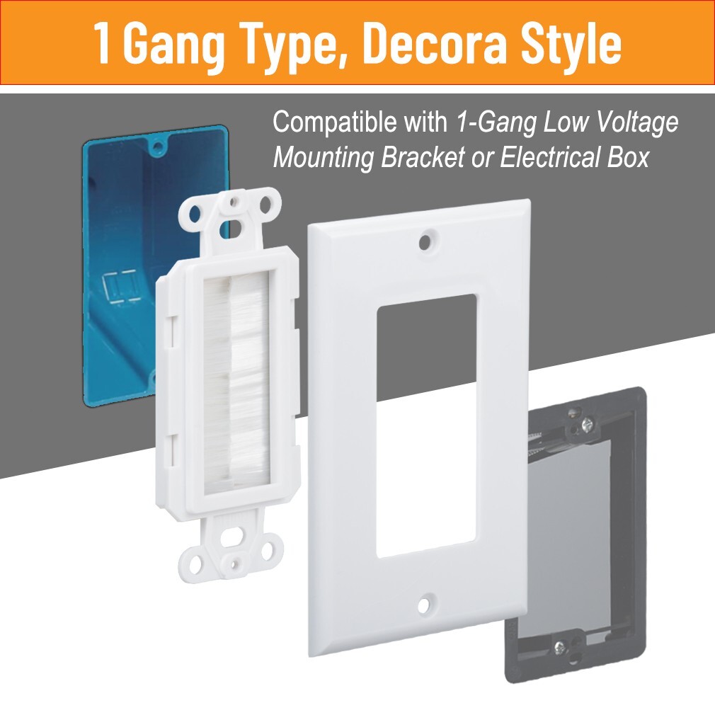 Brush Wall Plate 10 Pack Single Gang Wall Plate Cable Pass Through for Cables