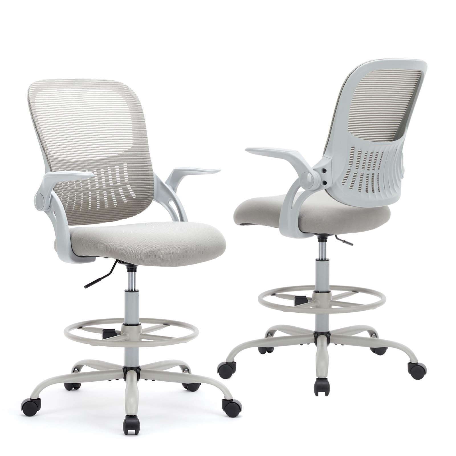 Tall Drafting Office Desk Chair - Ergonomic High Stool Computer Chair with Ad...