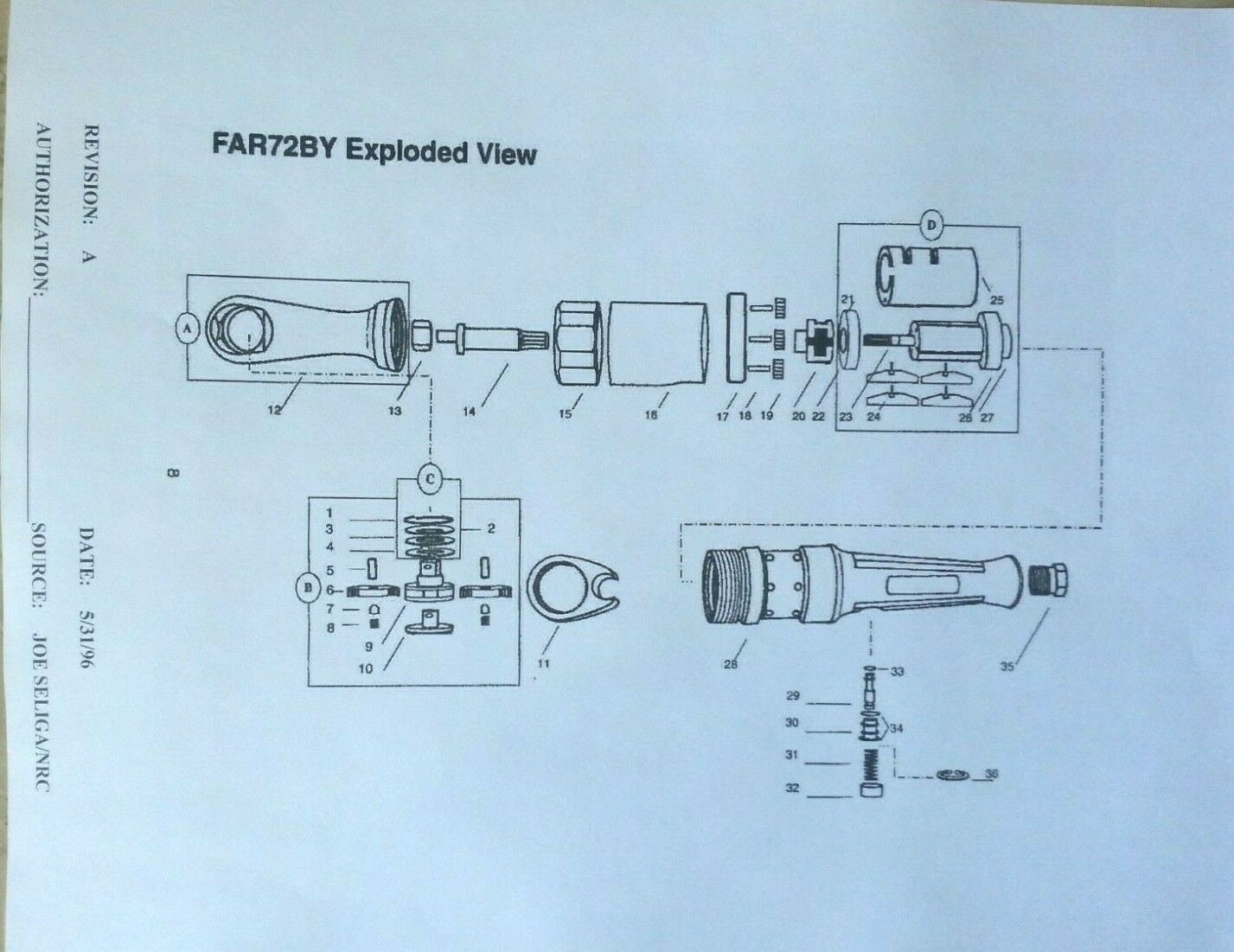 SNAP ON FAR72, FAR72A, FAR72B RATCHET TUNE UP KIT, TRIGGER SPRING+BUSHING+BUTTON