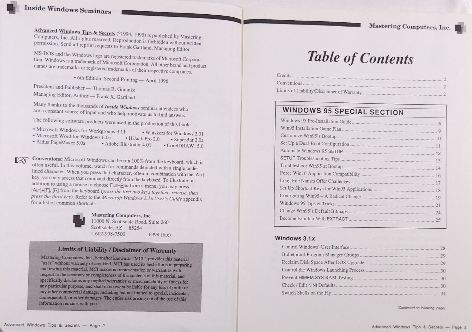 1996 Tips & Secrets Windows 95 Advanced Ultimate Trainer Mastering Computers