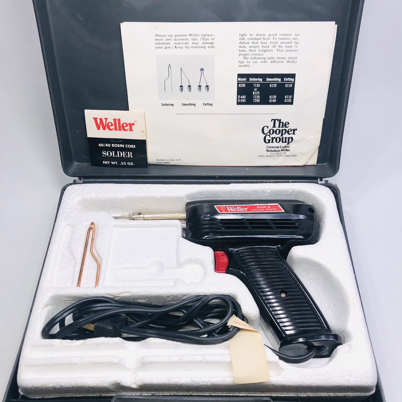 Vintage Weller 8200N 100/140W Electric Soldering Gun KIt Working VGC