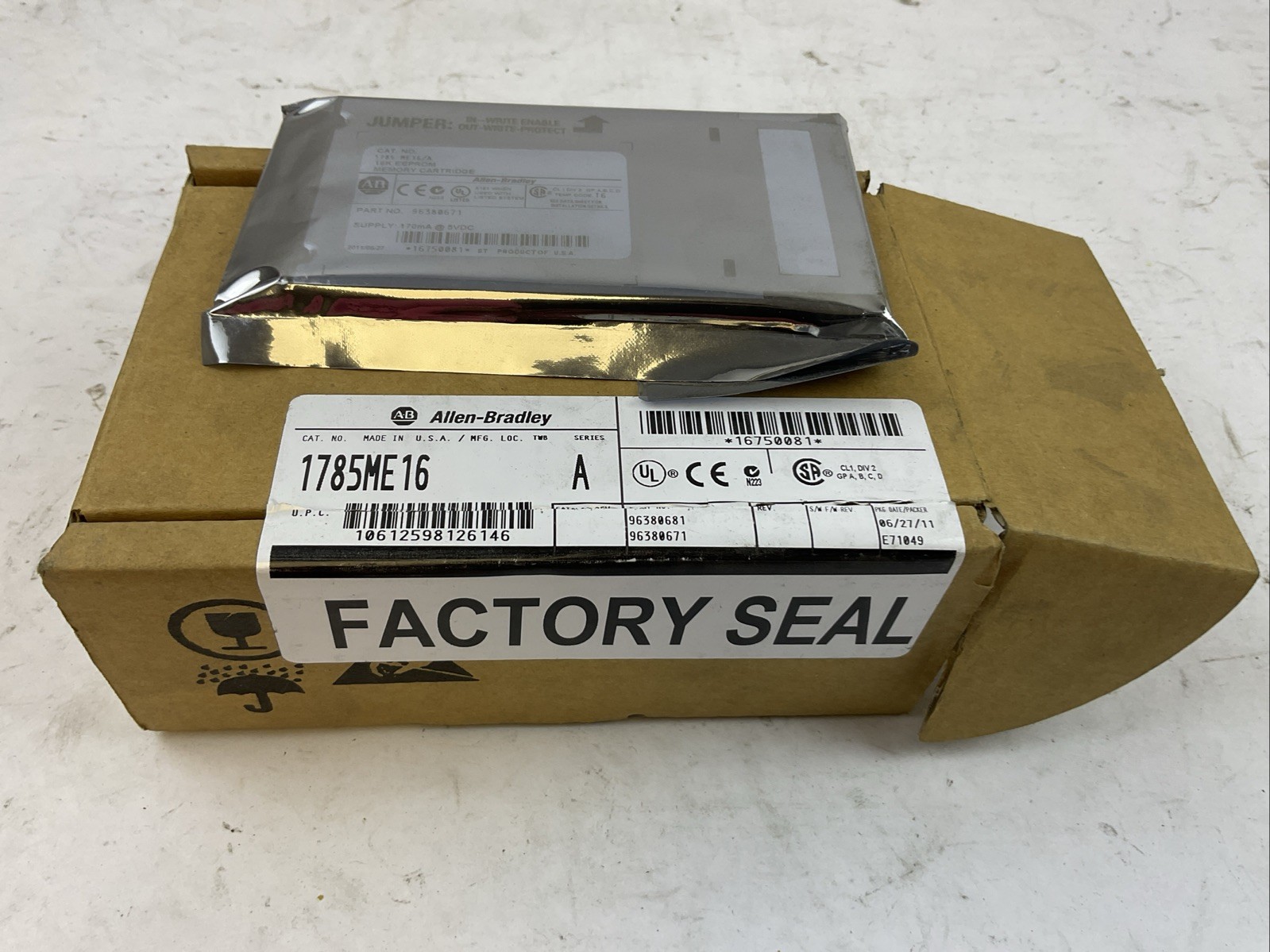 ALLEN BRADLEY 1785ME16 SER A 16K EEPROM MEMORY CARTRIDGE 17mA@5VDC