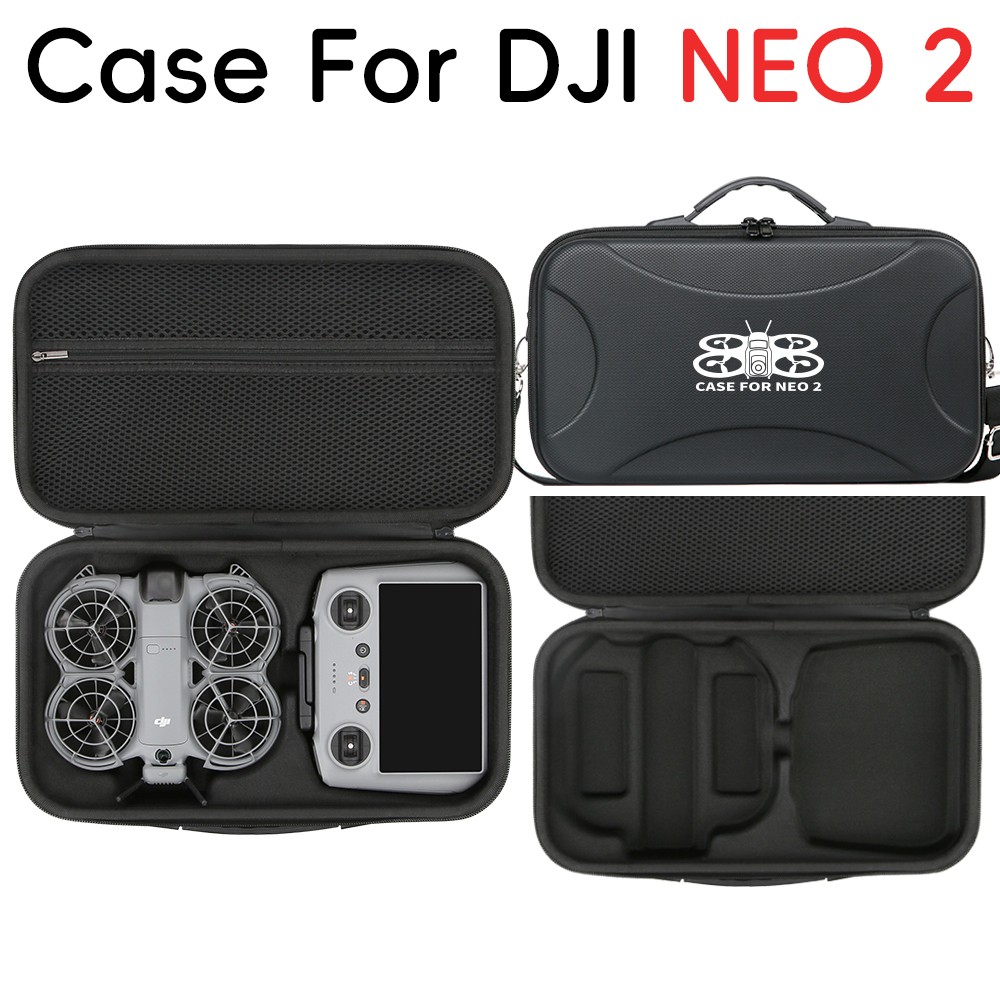 Hard Shell Carrying Case For DJI Neo 2 Drone &RC 2 Shockproof Shoulder Bag Black