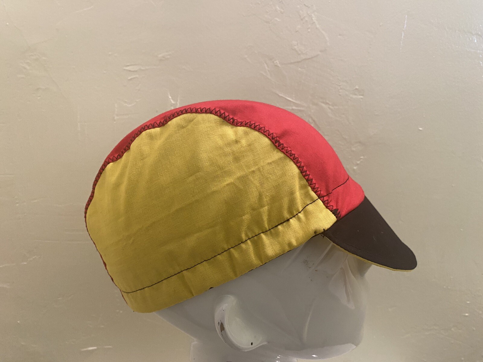 Cycling cap 100% COTTON YELLOW RED BLACK handmade new