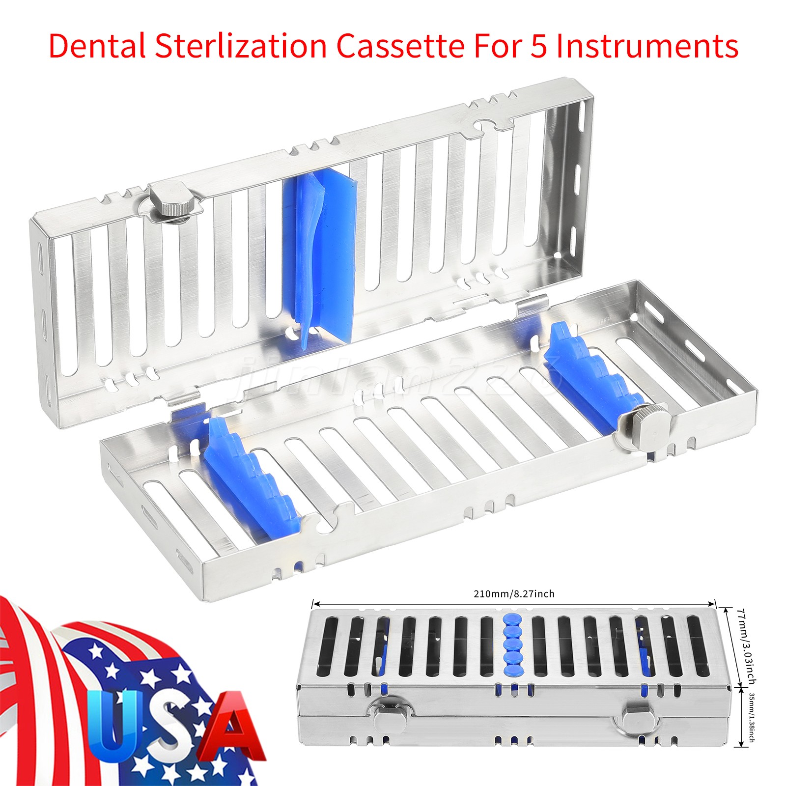 Stainless Sterilization Cassette Rack Box For 5 Surgical Dental Instruments
