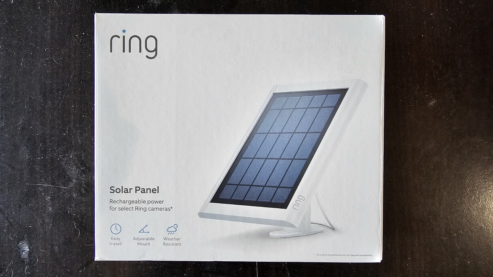 Ring Solar Panel White Adjustable Mount Weather Resistant Easy Install Outdoor