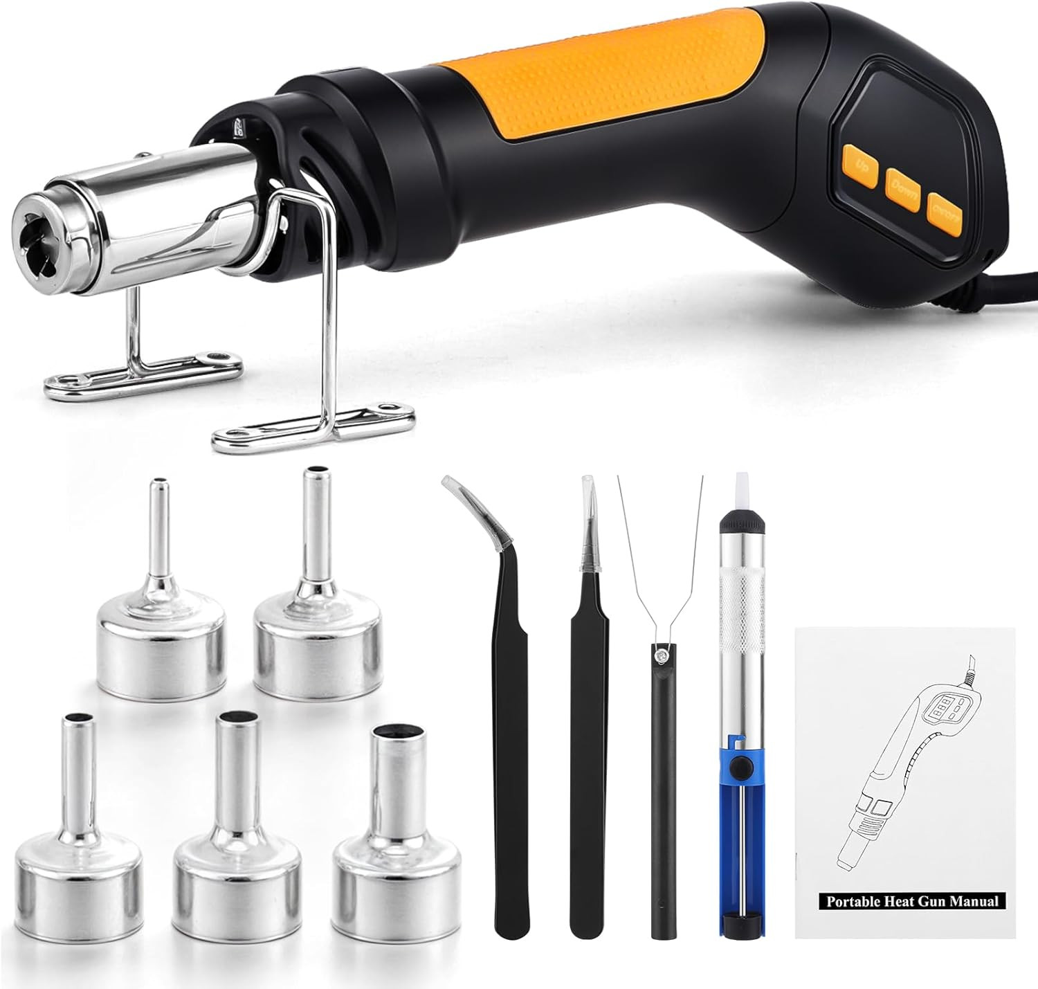 700W Mini Heat Gun with LED Display, 5 Nozzles & Accessories for DIY Projects