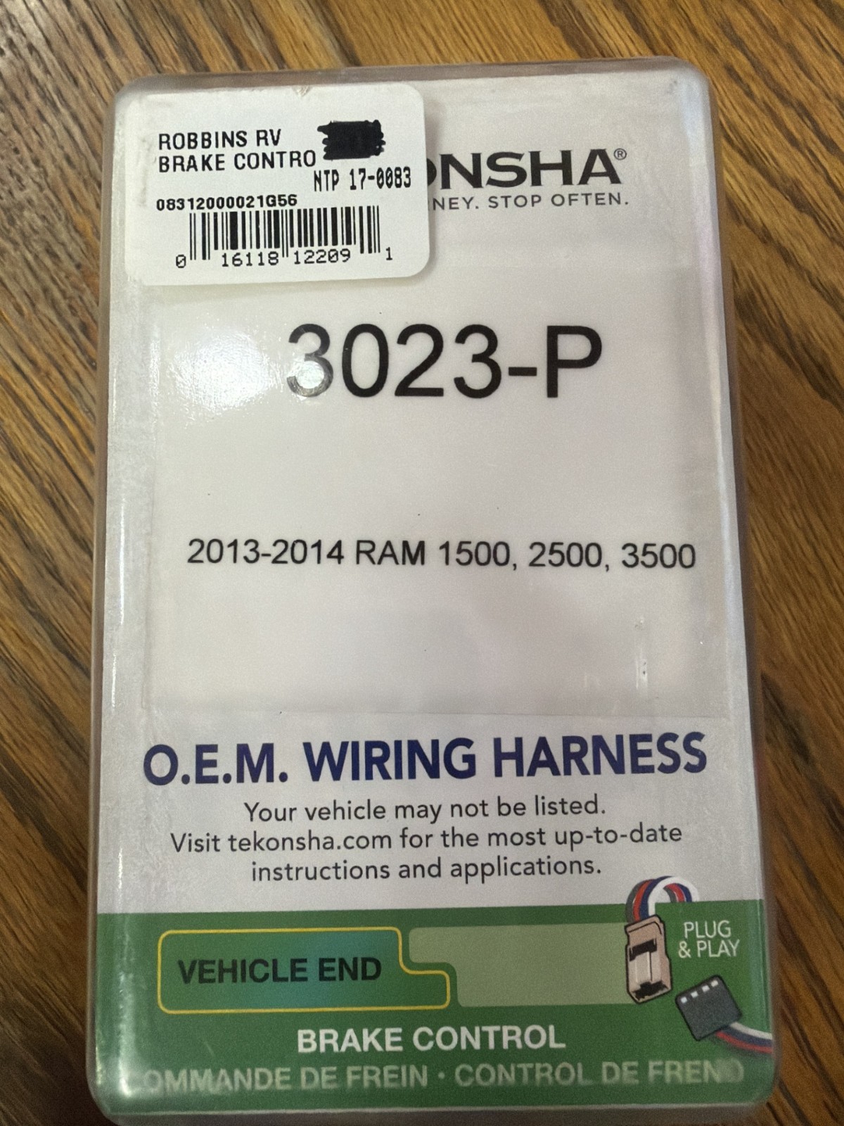 Tekonsha Trailer Brake Controller Wiring Harness Plug & Play 2013-2014 Ram