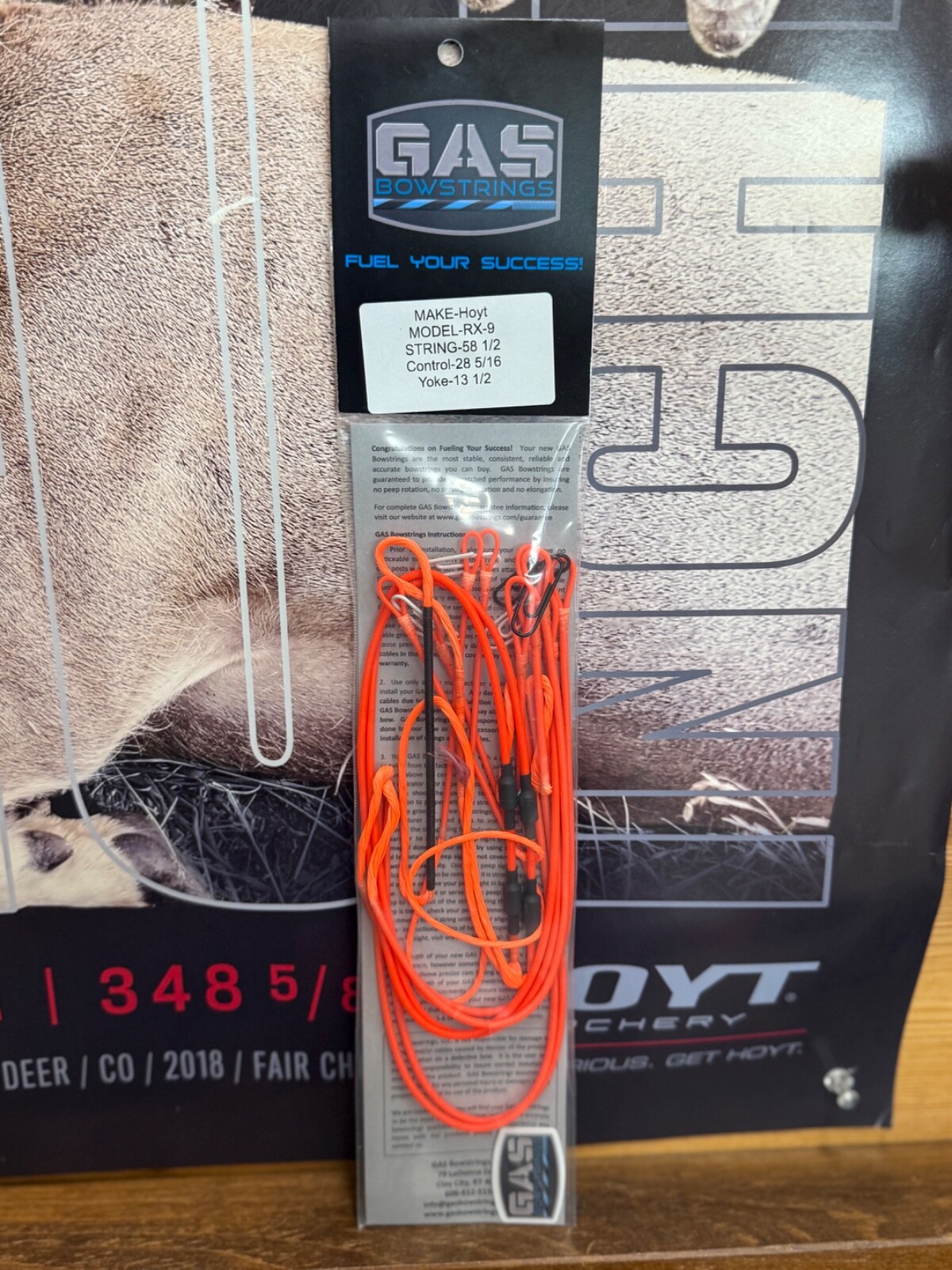 Gas Bowstrings Hoyt RX-9 RX10 Strings w/Speed Nocks ALL Flo Orange