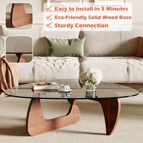 Modern Coffee Table for Living Room and Small 43.3" x 29.5" x 15.8" Walnut