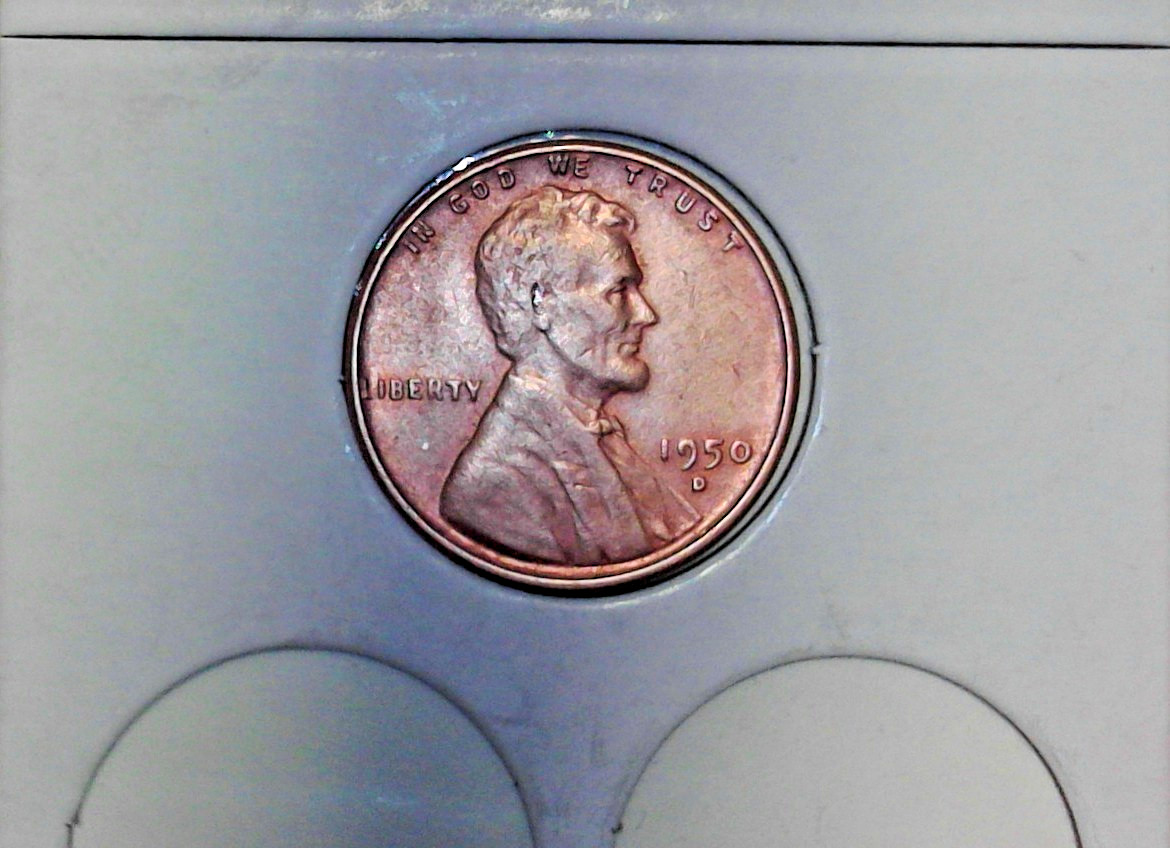 1950-D Lincoln Cent, Full Wheat Lines
