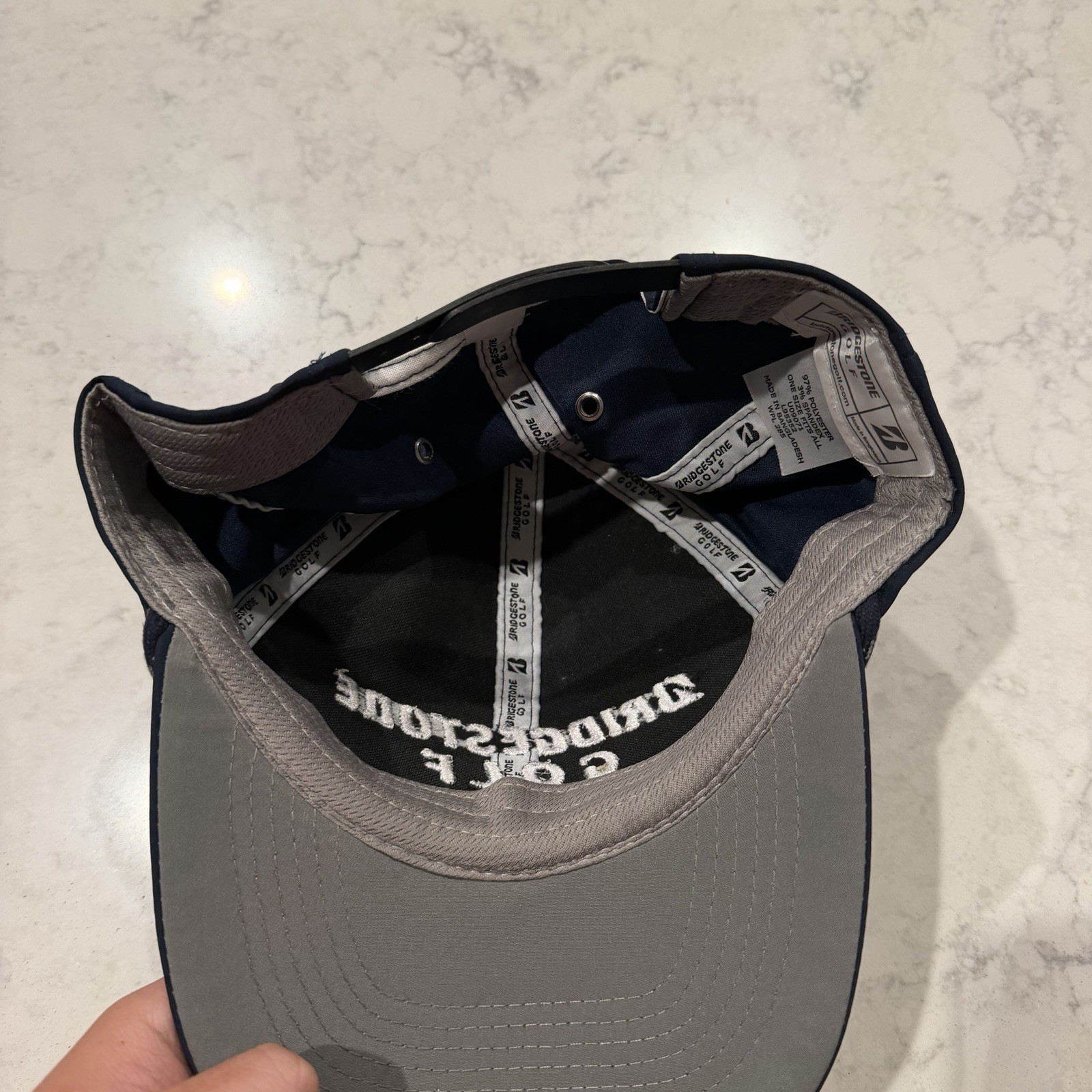 Bridgestone "The Rope" Snapback Golf Hat Navy Blue Performance Snapback