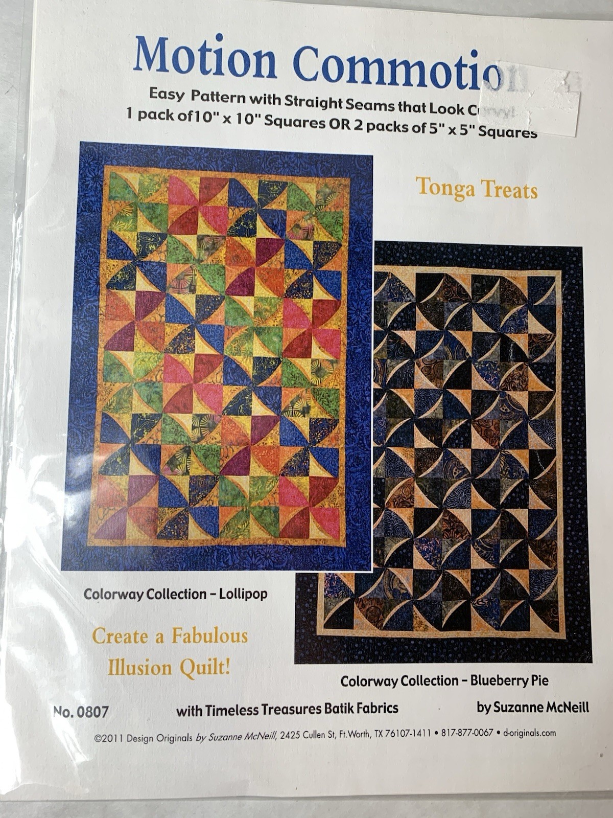 Motion Commotion Quilt Pattern ‘Tonga - Lollipop Or Blueberry Pie’