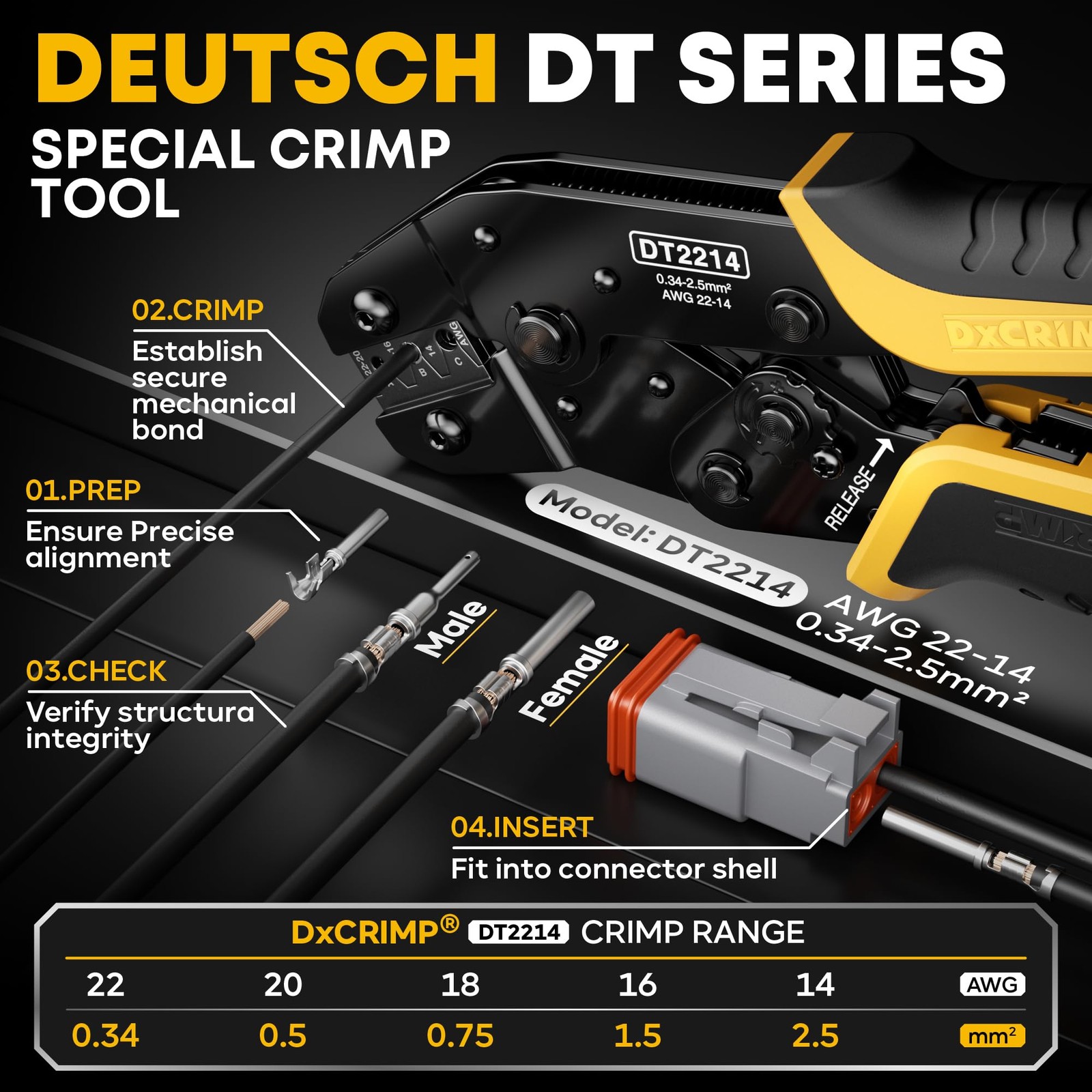 Deutsch Connectors Crimping Tool Kit, Deutsch Connector Kit 2/3/4/6 Pin DT Co