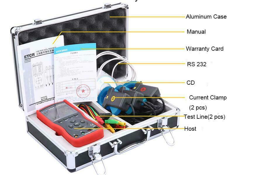 Three phase Digital Phase Voltmeter Clamp Meter 600V 600A 360° Current Detector