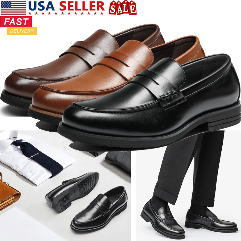 Men Loafer Shoes Dress Shoes Slip-on Penny Business Formal Lightweight Shoes US