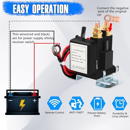 500A Remote Battery Disconnect Switch,DC 12V Car Battery Kill Switch, Anti