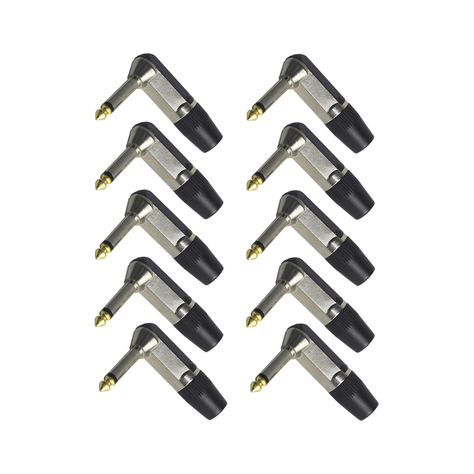 10PCS 1/4 in 6.35mm Jack Plugs Guitar Cable End Connectors Right Angle Mono Plug